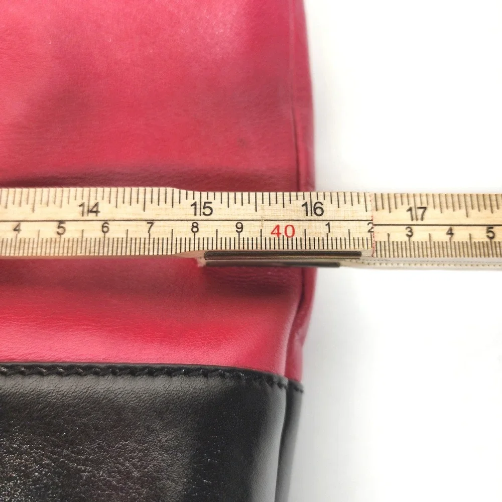 Two Tone Pink‎ and Black Leather Hobo Shoulder Bag with Adjustable Strap